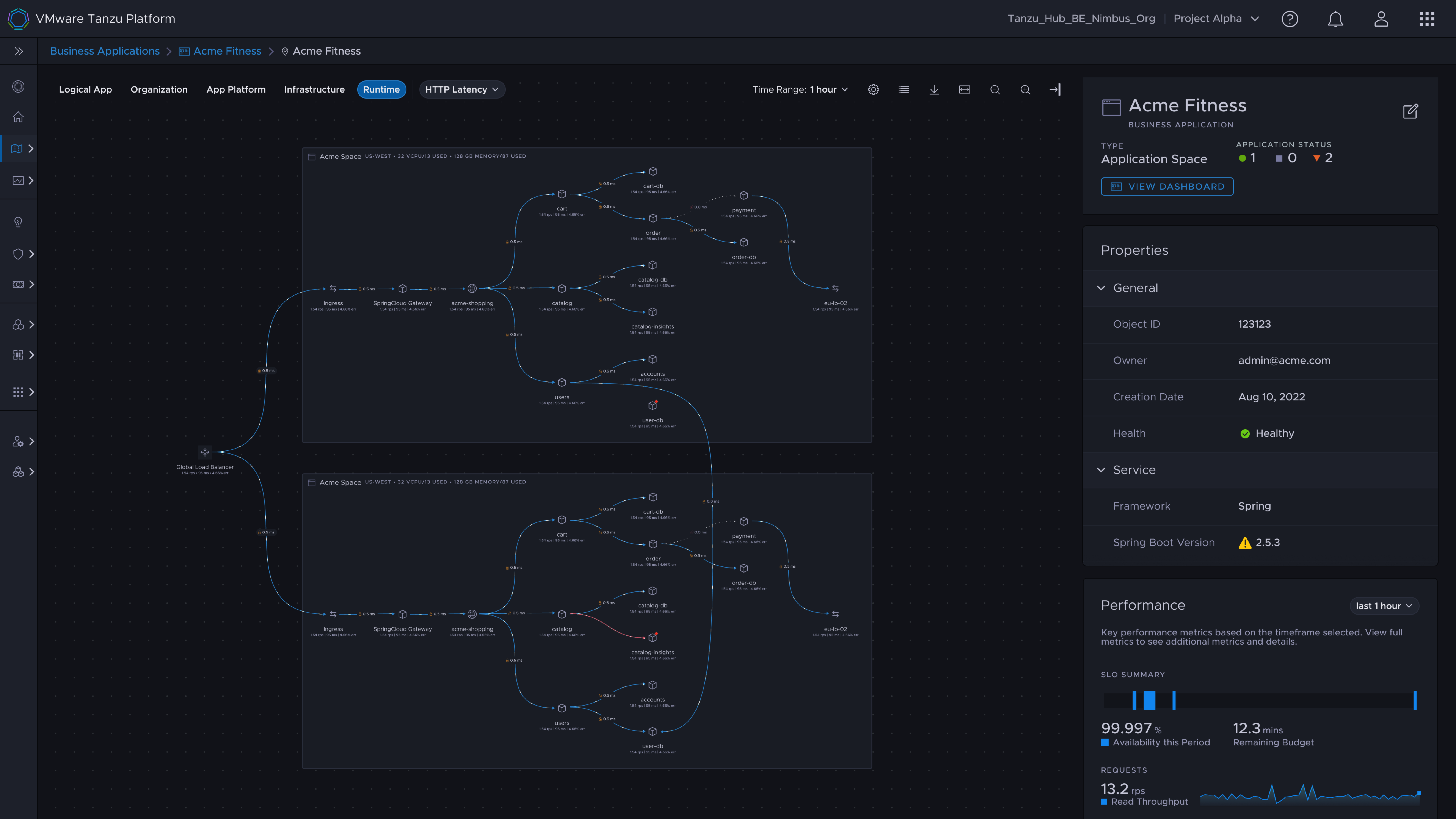 Screenshot from the unified Tanzu look-and-feel, using the Fleet design system (4 of 4)